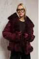 Burgundy suede double-sided sheepskin coat made of natural sheepskin